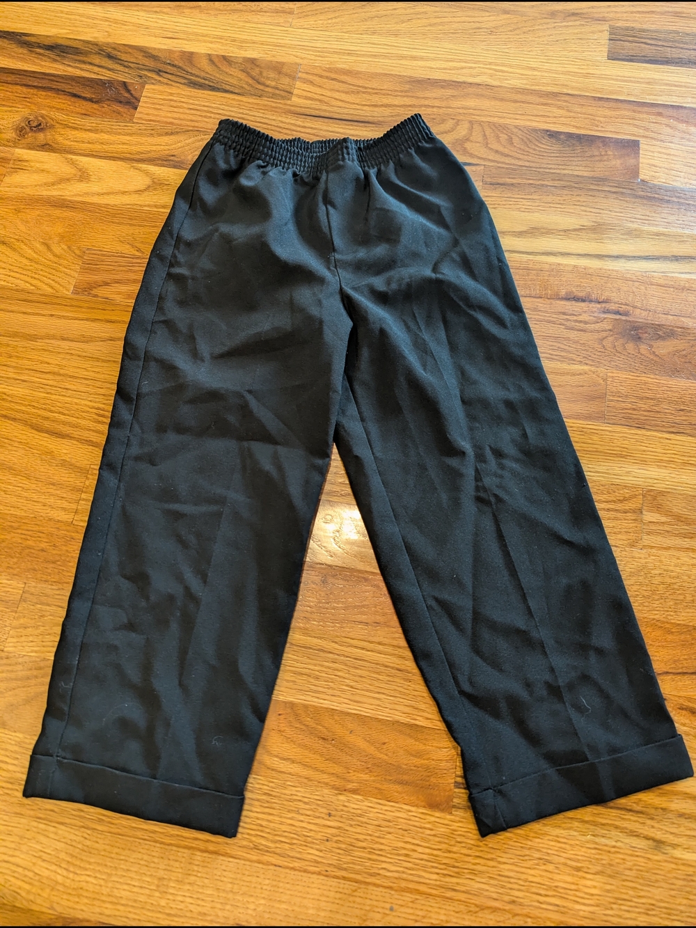 Boys Black Elastic-Waist Trousers Sz 5